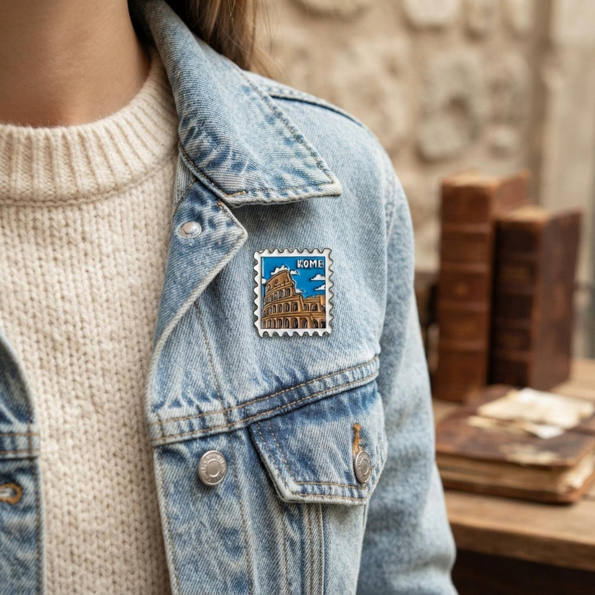 Wanderlust Rome Enamel Pin – Travel Souvenir Colosseum Patches