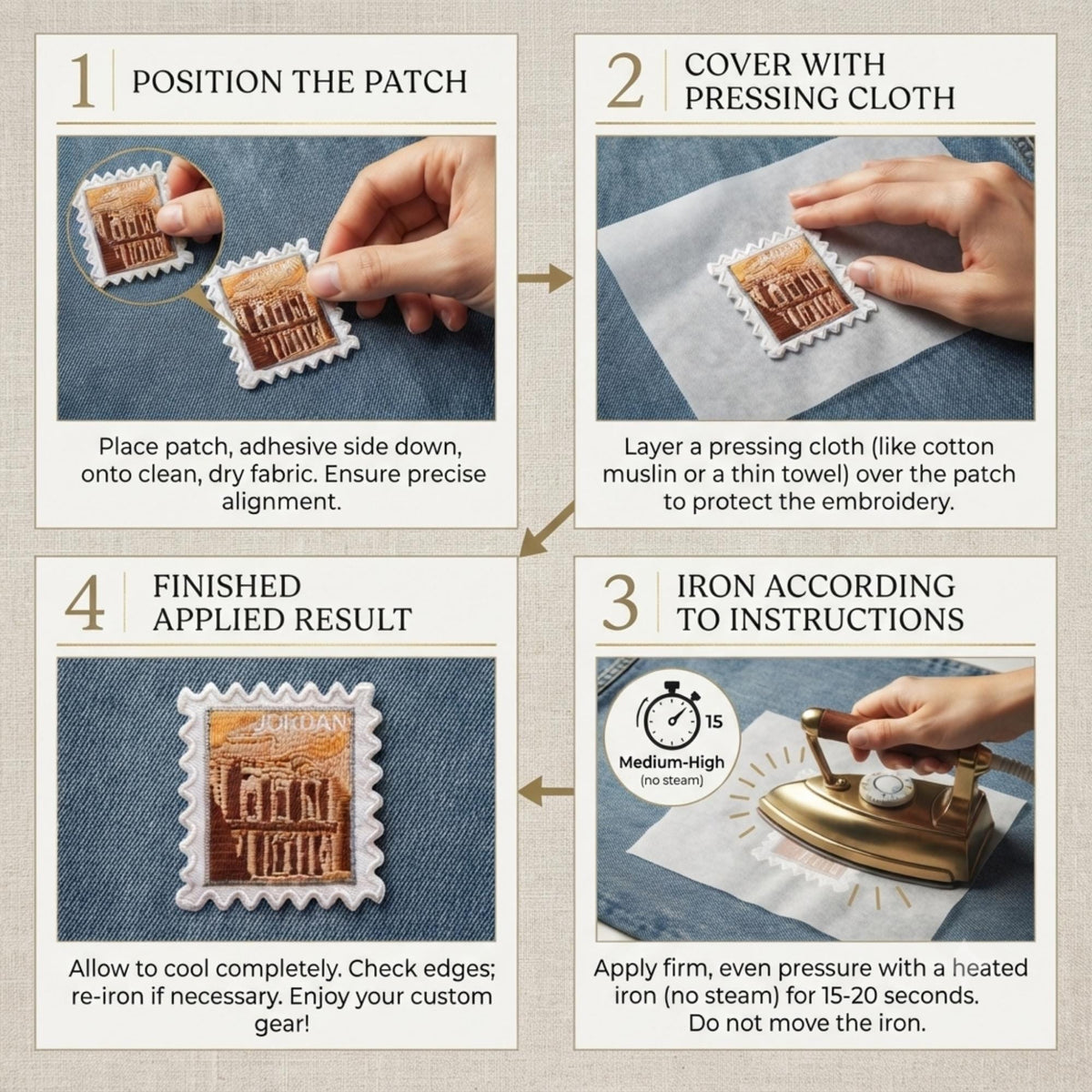 Petra Jordan Patch – 2 X 2 Iron On Stamp Souvenir Patches For Travel Accessories