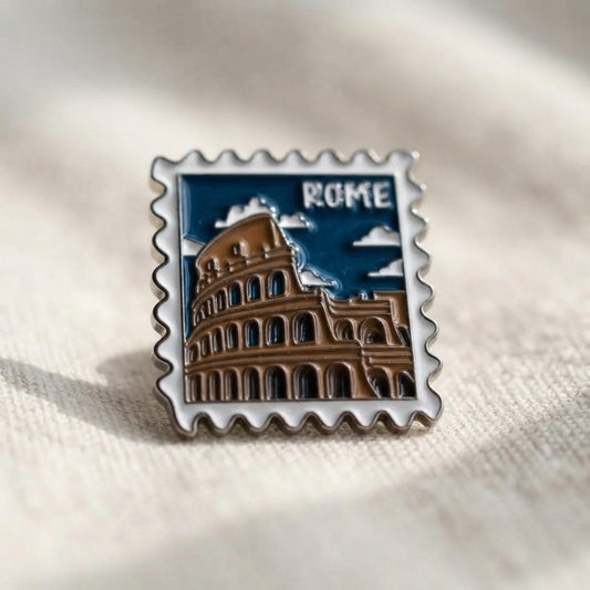 Wanderlust Rome Enamel Pin – Travel Souvenir Colosseum Patches