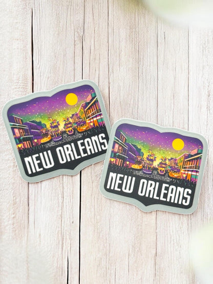 New Orleans Travel Vinyl Sticker – Mardi Gras Waterproof Souvenir Stickers Gift