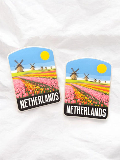Netherlands Travel Vinyl Sticker – Windmills Waterproof Souvenir Gift