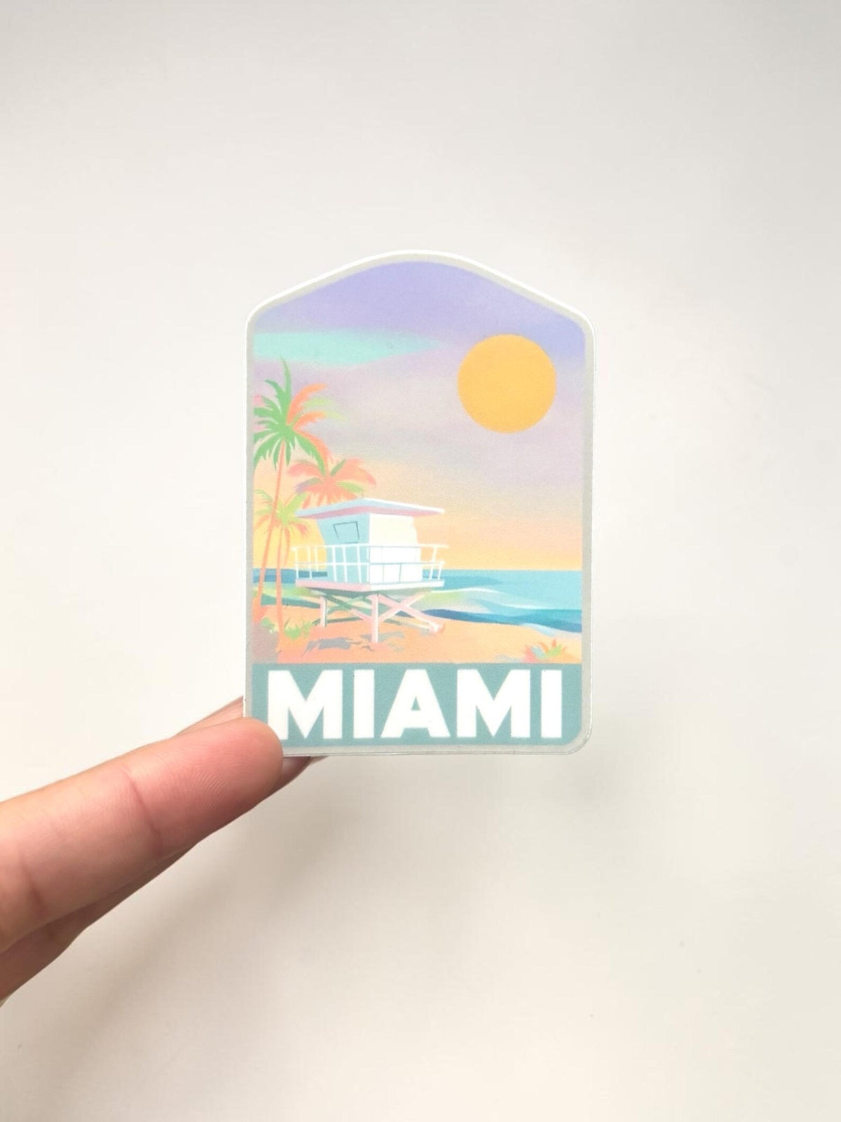 Miami Travel Sticker- Miami Beach- Vinyl Sticker- Waterproof- Water Bottle- Souvenir- Sticker- Travel Gift
