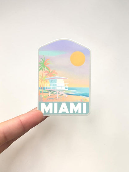 Miami Travel Sticker- Miami Beach- Vinyl Sticker- Waterproof- Water Bottle- Souvenir- Sticker- Travel Gift