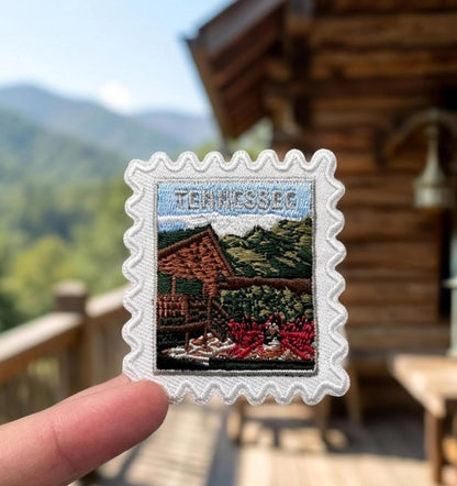 Travel Tennessee Patch – Mountain Cabin Iron On Gatlinburg Souvenir Pins Collector
