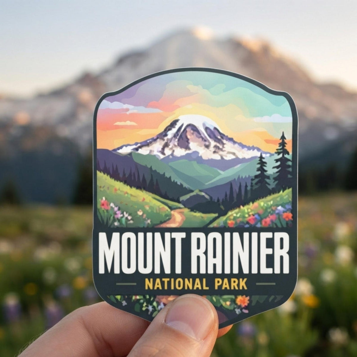 Mount Rainier National Park Vinyl Sticker – Waterproof Travel Souvenir