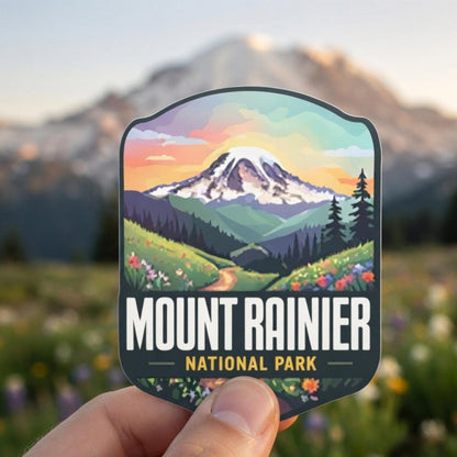 Mount Rainier National Park Vinyl Sticker – Waterproof Travel Souvenir