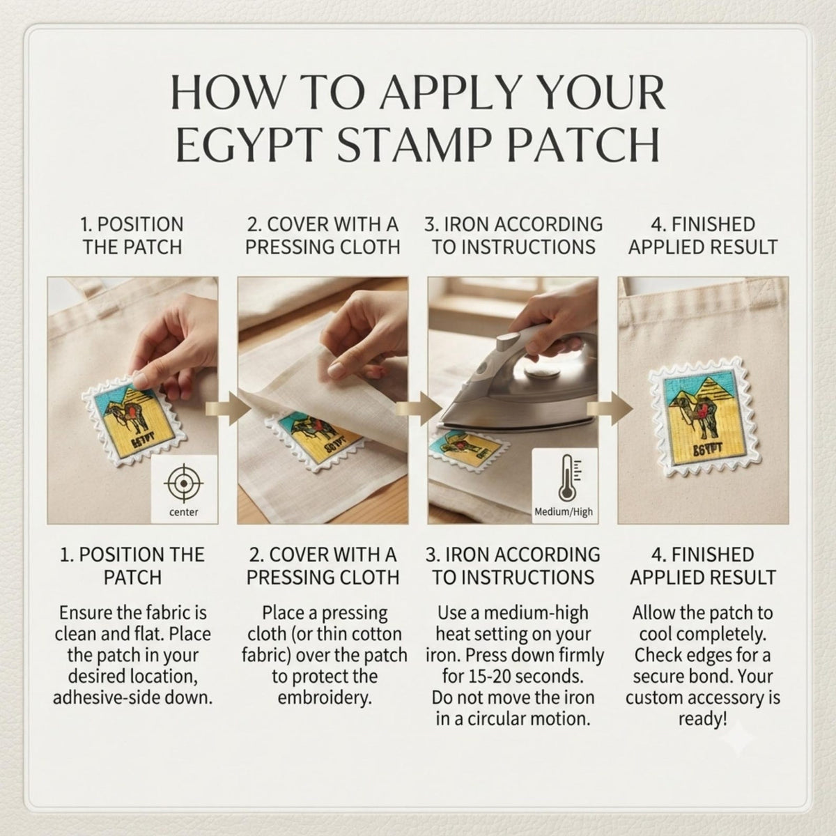 Travel Egypt Patch – Embroidered 2 X 2 Iron On Souvenir For Travel Accessories