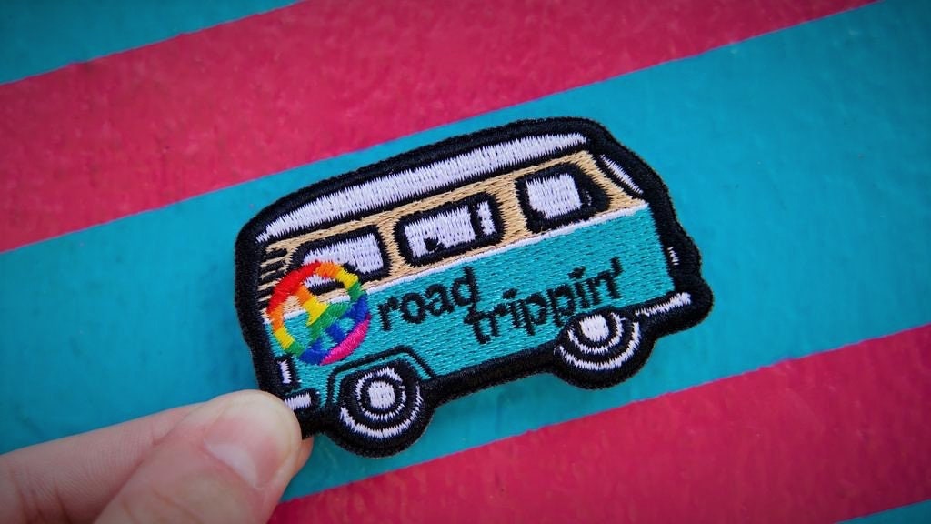 Road Trip- Travel Patch- Iron On Patch- Peace Sign- Groovy- Travel Van- Adventure