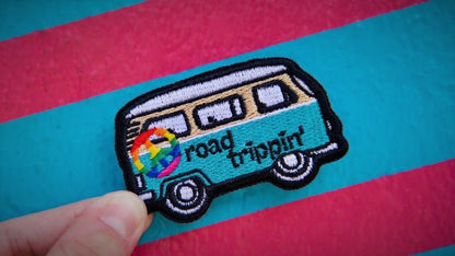 Road Trip- Travel Patch- Iron On Patch- Peace Sign- Groovy- Travel Van- Adventure