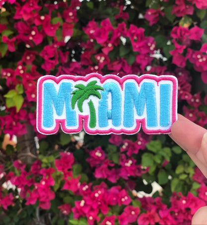 Miami Nights Patch – Travel Palm Tree Iron On Souvenir Patches Travel Accessories