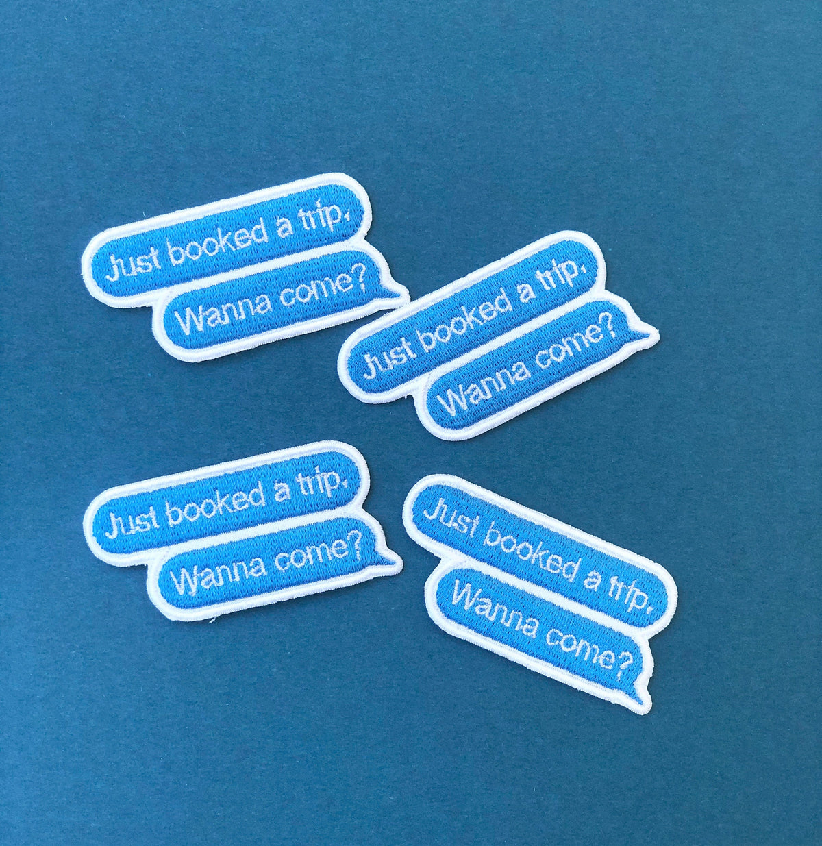 Text- Travel Patch- Iron On Patch- Text Message- Booked A Trip- Text- Patch Collector- Iron On- Travel- Friend- Trip