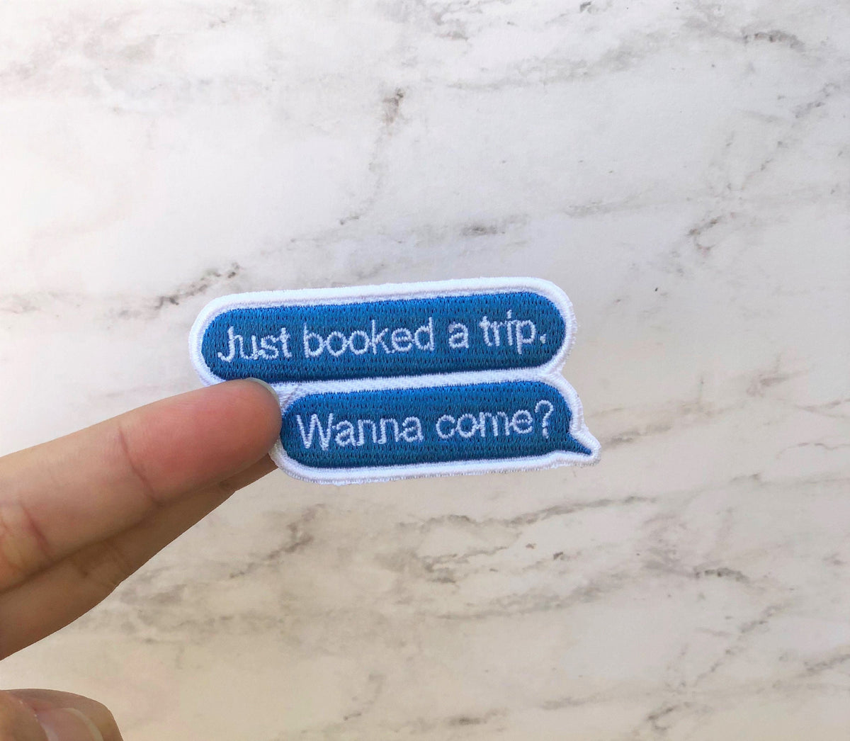 Text- Travel Patch- Iron On Patch- Text Message- Booked A Trip- Text- Patch Collector- Iron On- Travel- Friend- Trip