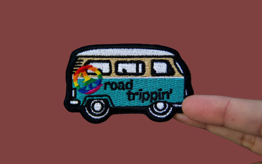 Road Trip- Travel Patch- Iron On Patch- Peace Sign- Groovy- Travel Van- Adventure