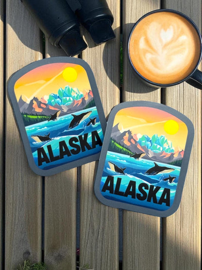 Alaska Travel Sticker for Water Bottle – Outdoor Waterproof Souvenir Vinyl Gift