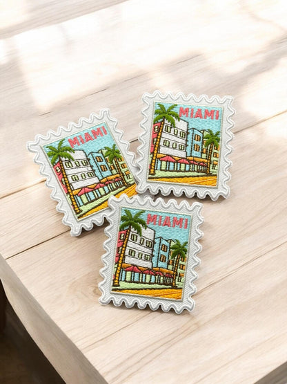 Miami Beach Iron On Patch – Florida Palm Tree Souvenir Wanderlust Patches