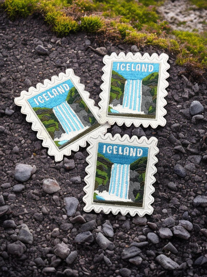 Iceland Travel Patch – 2 X 2 Iron On Souvenir Waterfall Patches For Travel Gifts