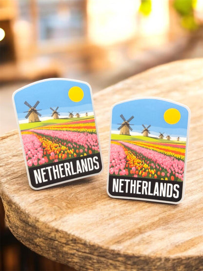 Netherlands Travel Vinyl Sticker – Windmills Waterproof Souvenir Gift