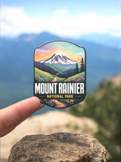 Mount Rainier National Park Vinyl Sticker – Waterproof Travel Souvenir
