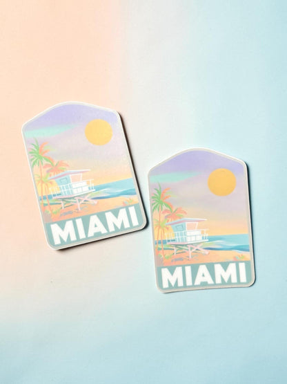 Miami Travel Sticker- Miami Beach- Vinyl Sticker- Waterproof- Water Bottle- Souvenir- Sticker- Travel Gift