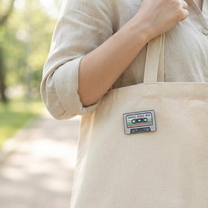 Road Trip Wanderlust Pin – Retro Travel Blues Cassette Enamel Record Pin Collector