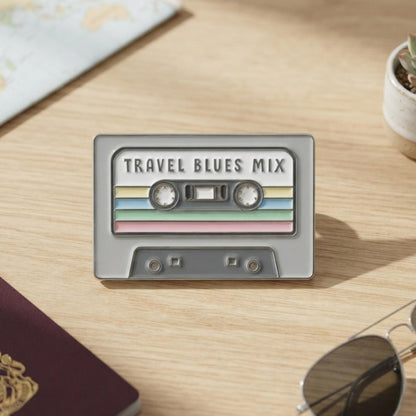Road Trip Wanderlust Pin – Retro Travel Blues Cassette Enamel Record Pin Collector