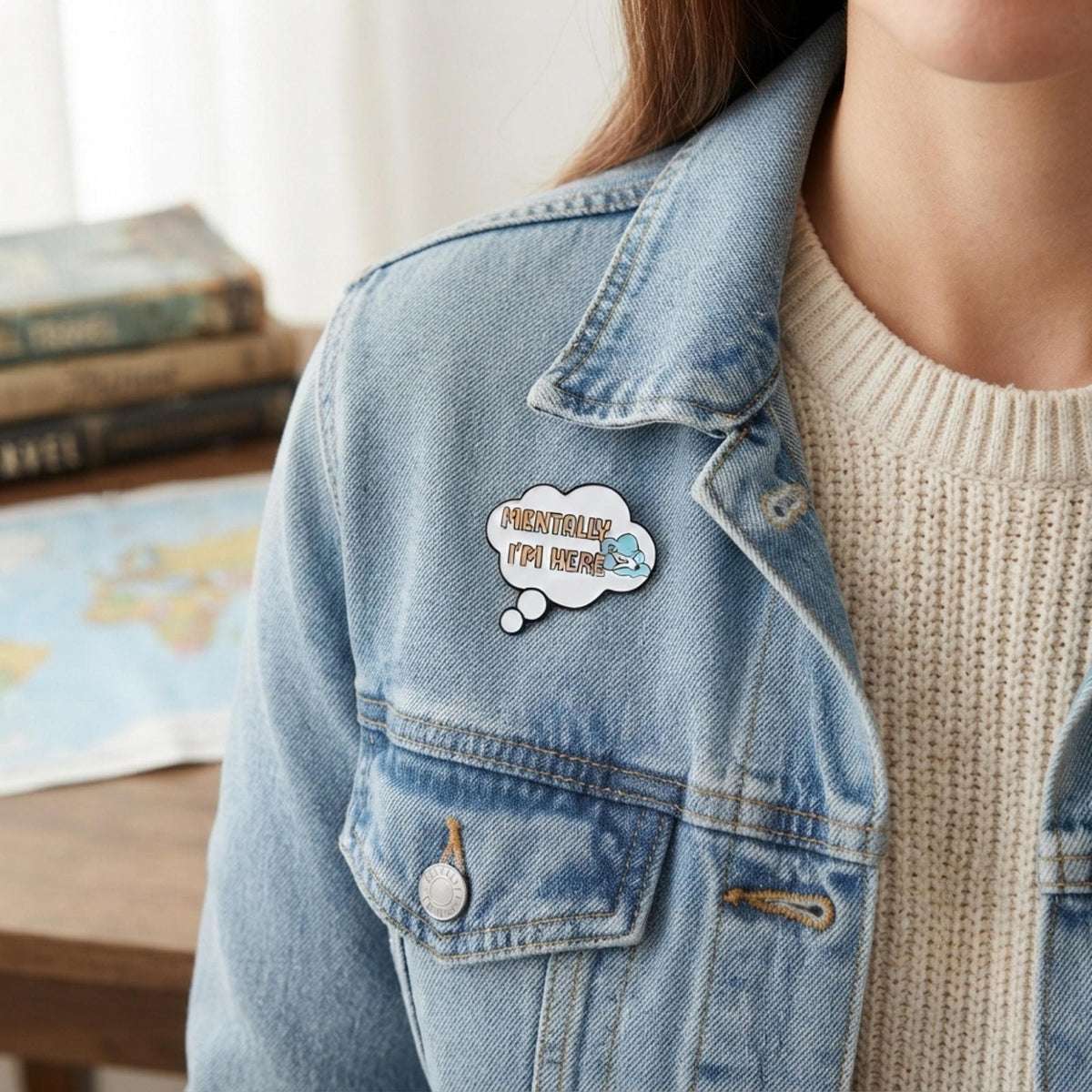 Wanderlust Enamel Pin – Adventure Travel Clouds Airplane Jet Setter Patches