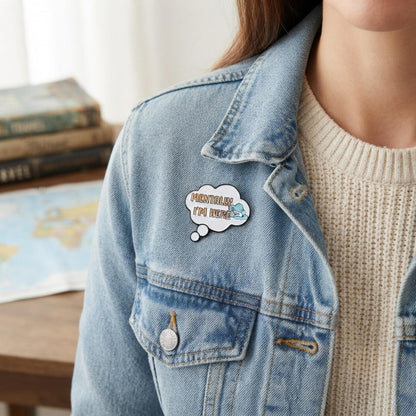 Wanderlust Enamel Pin – Adventure Travel Clouds Airplane Jet Setter Patches