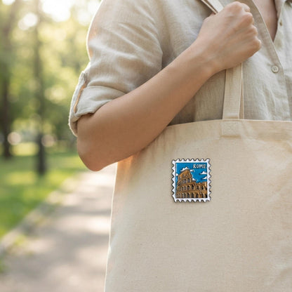 Wanderlust Rome Enamel Pin – Travel Souvenir Colosseum Patches