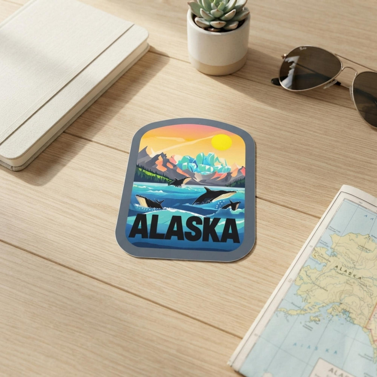 Alaska Travel Sticker for Water Bottle – Outdoor Waterproof Souvenir Vinyl Gift