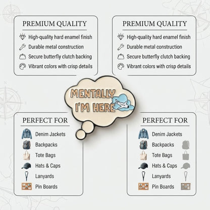 Wanderlust Enamel Pin – Adventure Travel Clouds Airplane Jet Setter Patches
