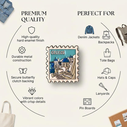 Santorini Enamel Pin – Greece Travel Souvenir