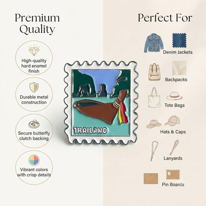 Thailand Travel Enamel Pin - Boat Enamel Travel Souvenir Pin