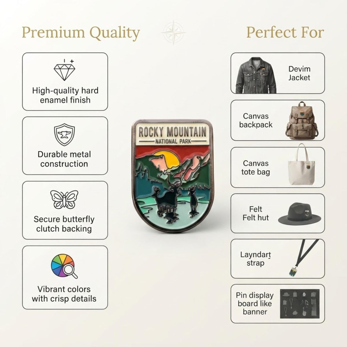 Rocky Mountain National Park Enamel Pin – Travel Souvenir Collection