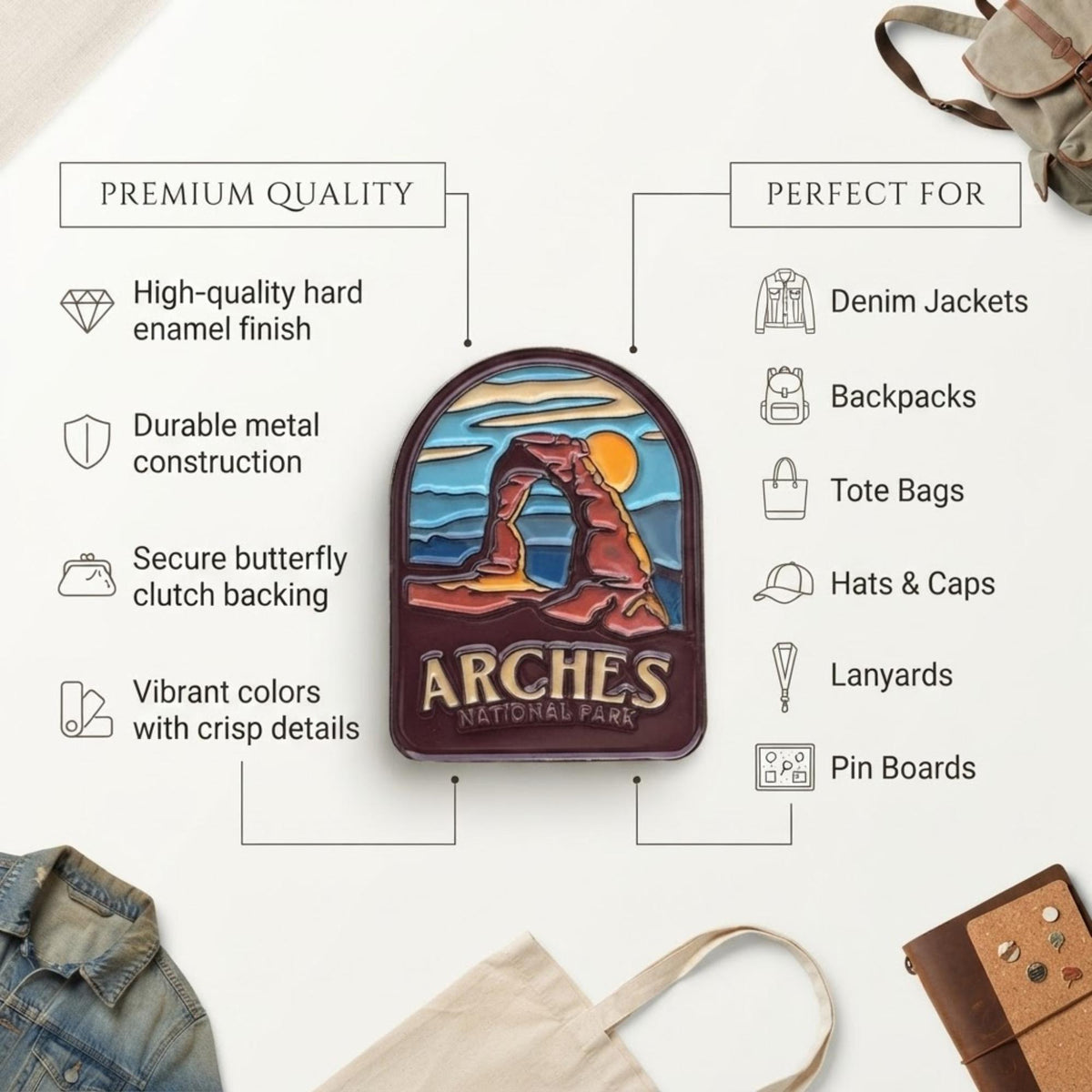 Arches National Park Enamel Pin – Travel Souvenir