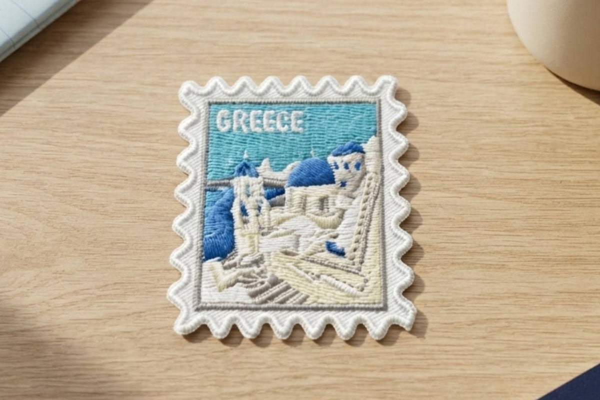 Travel Greece Santorini Patch – Ocean Waves Iron On Souvenir Pin Collector