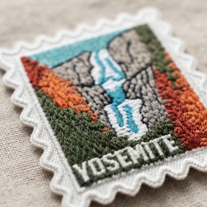 Yosemite National Park Iron On Patch – Waterfall Hiking Souvenir 2 X 2 Patches
