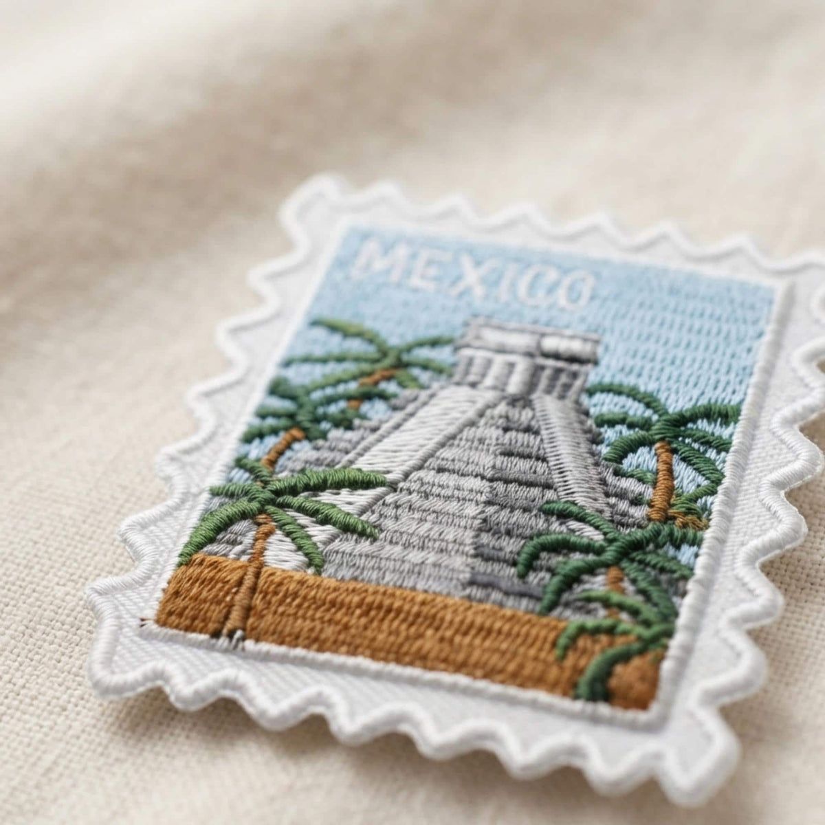 Mexico Ruins Stamp Patch – Iron On Travel Souvenir 2 X 2 Patches