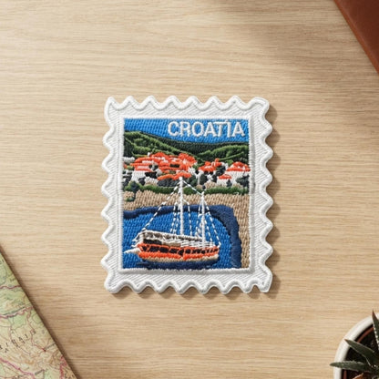 Croatia Iron On Patch – Stamp Boat Summer Travel Souvenir