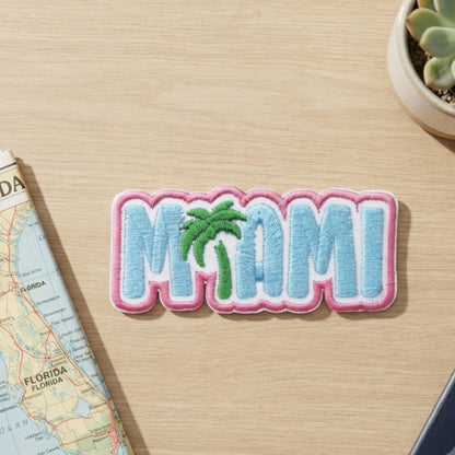 Miami Nights Patch – Travel Palm Tree Iron On Souvenir Patches Travel Accessories