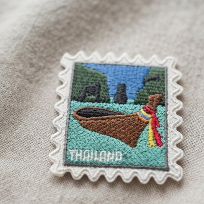 Thailand Travel Patch – Stamps Boat Souvenir Iron On Island Applique Gift