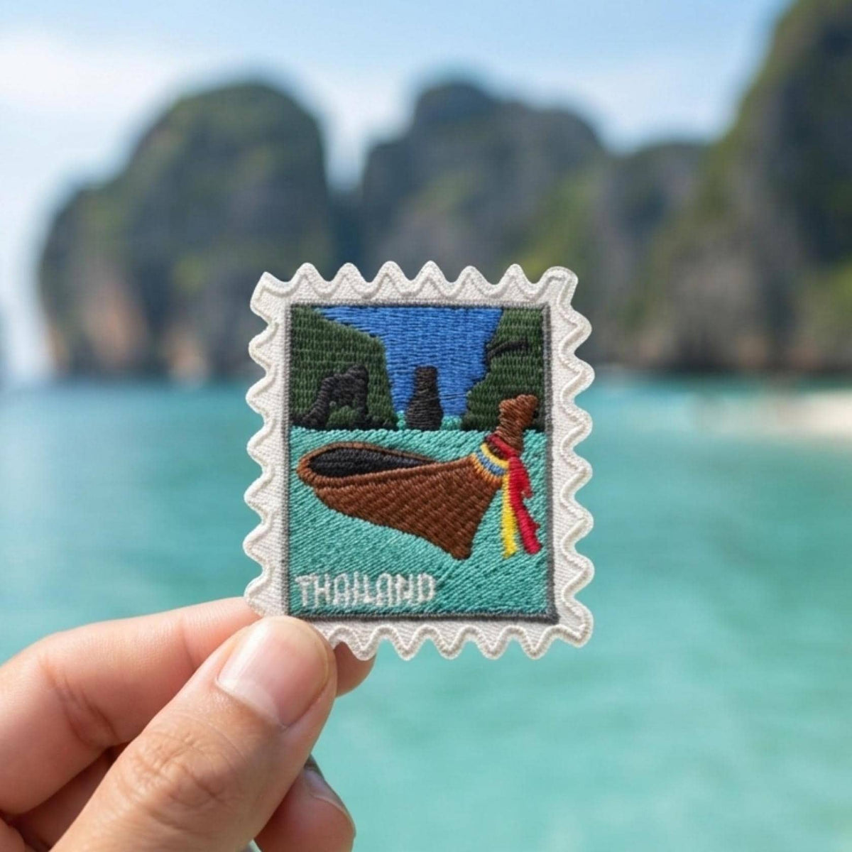 Thailand Travel Patch – Stamps Boat Souvenir Iron On Island Applique Gift
