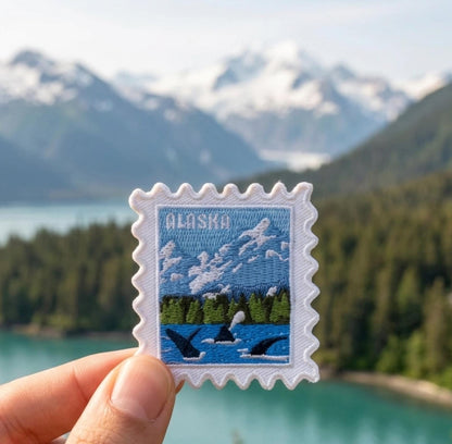 Alaska Travel Patch – Snow Mountains Iron On Souvenir Pin Collector