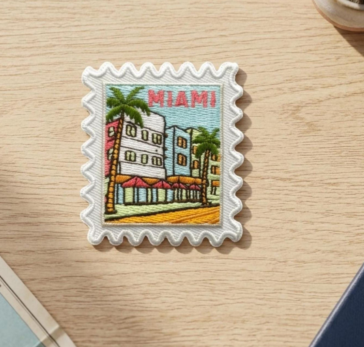 Miami Beach Iron On Patch – Florida Palm Tree Souvenir Wanderlust Patches