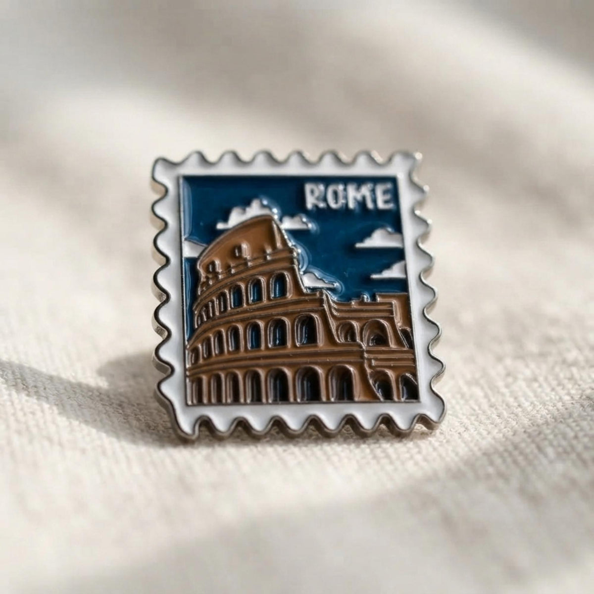 Wanderlust Rome Enamel Pin – Travel Souvenir Colosseum Patches