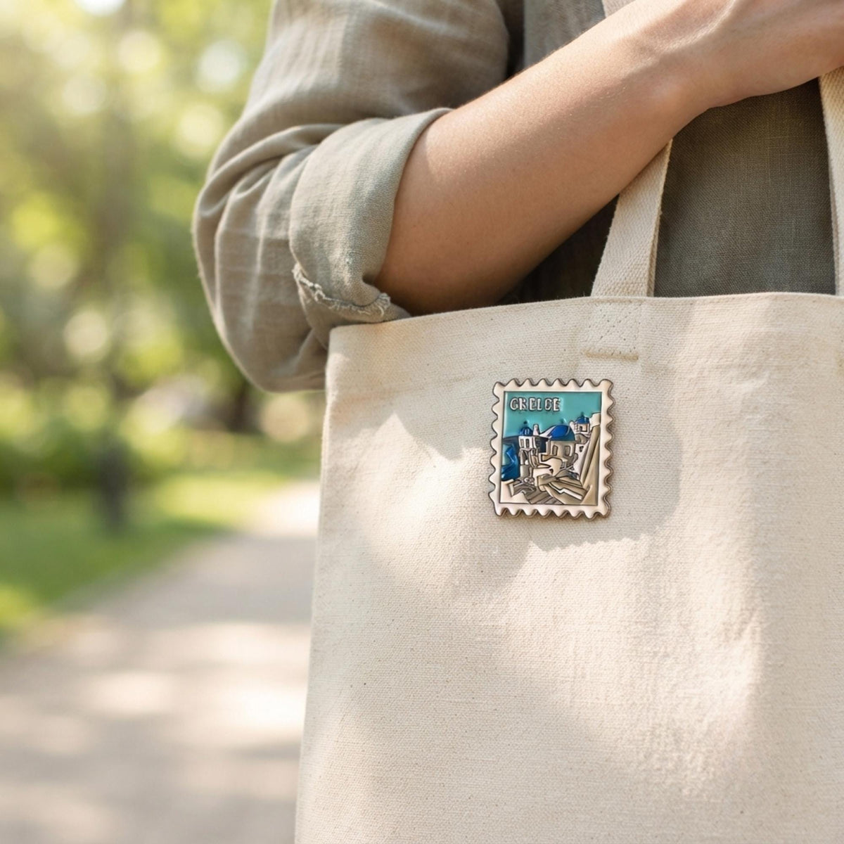Santorini Enamel Pin – Greece Travel Souvenir
