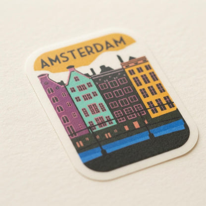 Amsterdam Travel Vinyl Sticker – Waterproof Souvenir Netherlands Deco Stickers