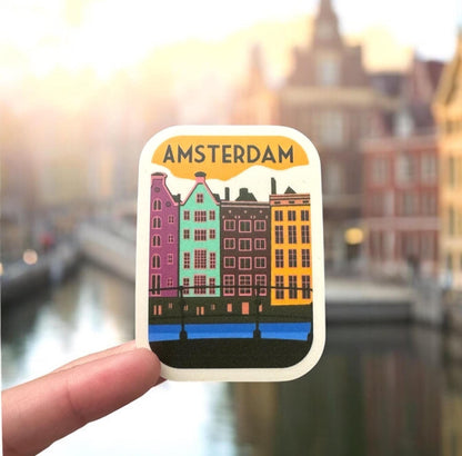 Amsterdam Travel Vinyl Sticker – Waterproof Souvenir Netherlands Deco Stickers