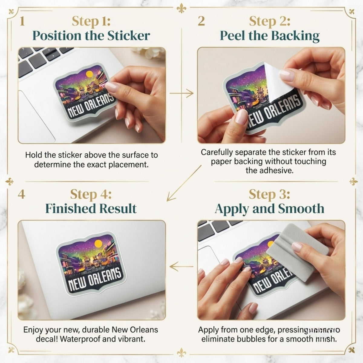 New Orleans Travel Vinyl Sticker – Mardi Gras Waterproof Souvenir Stickers Gift