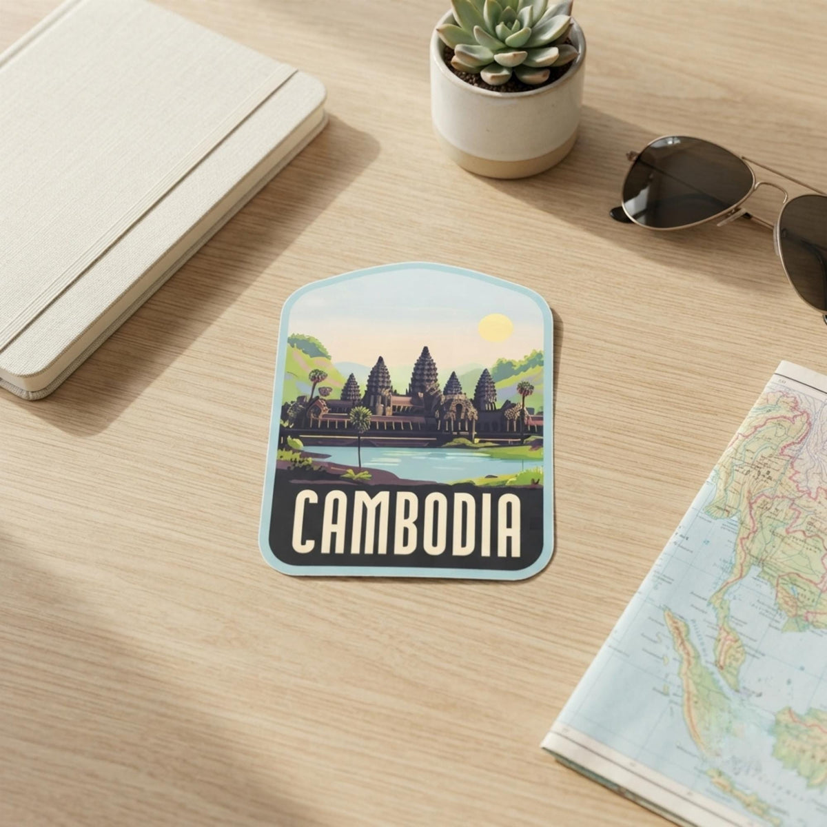 Cambodia Vinyl Travel Sticker – Asian Waterproof Souvenir Stickers Gift