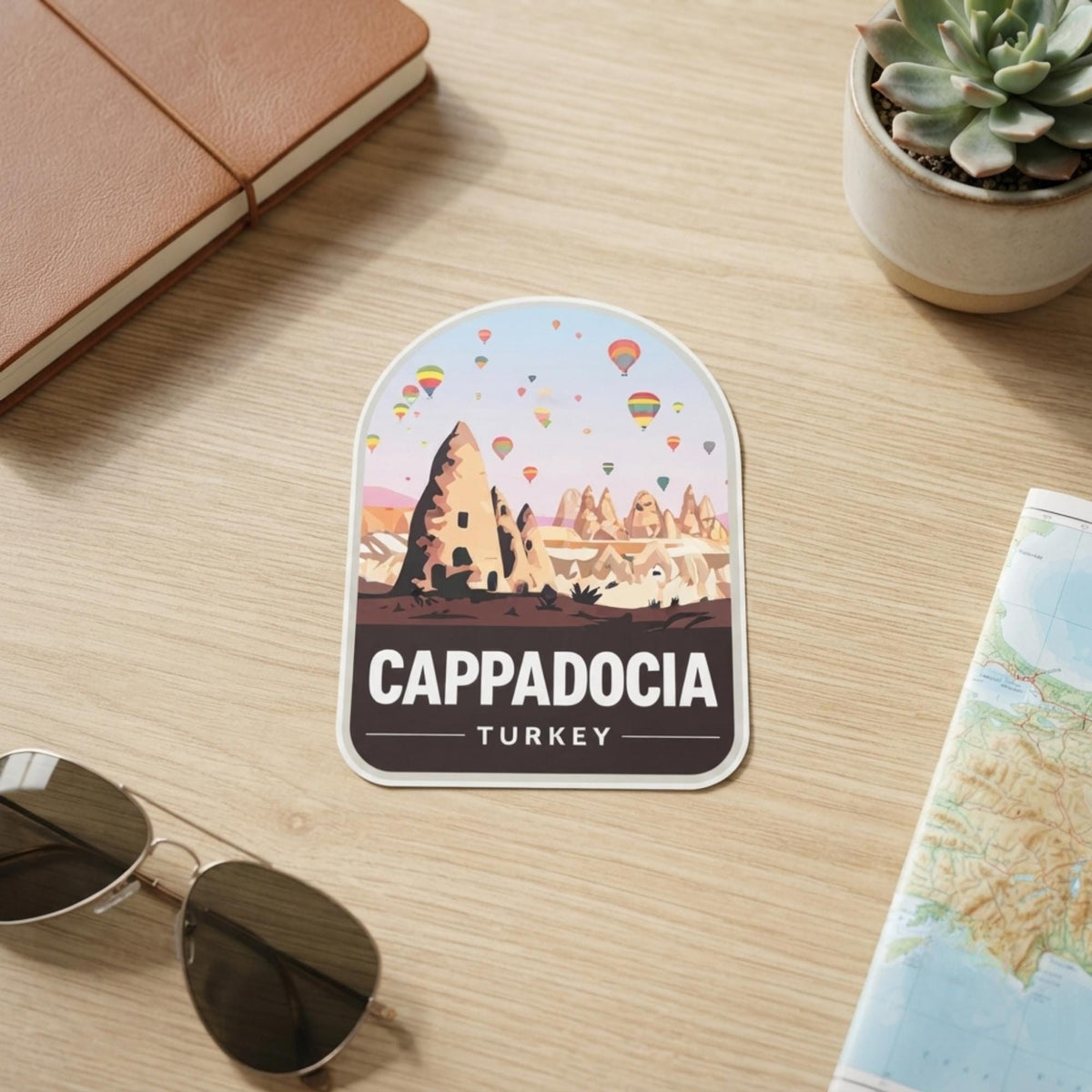 Cappadocia Sticker- Turkey- Travel Stickers- Vinyl Sticker- Waterproof- Water Bottle- Souvenir- Travel Gift
